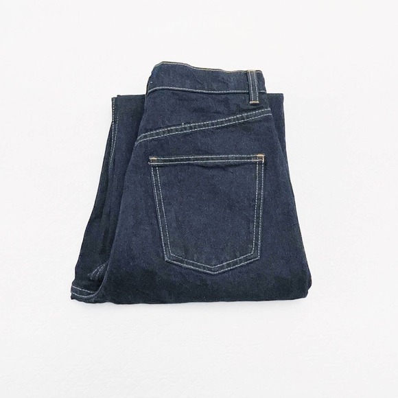 Zara High Rise Wide Leg Dark Wash Denim Jeans Raw Hem SZ6 NWT - Picture 2 of 9